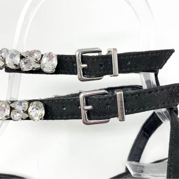 NWT RHINESTONE EMBELLISHED DOUBLE ANKLE STRAP FLATS - Picture 5 of 5